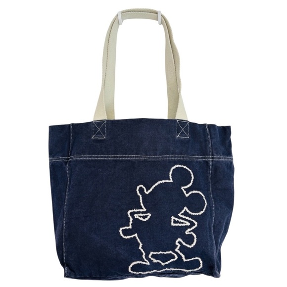Disney Handbags - Disneyland Resort Blue Canvas Tote Bag with Embroidered Mickey Mouse Silhouette